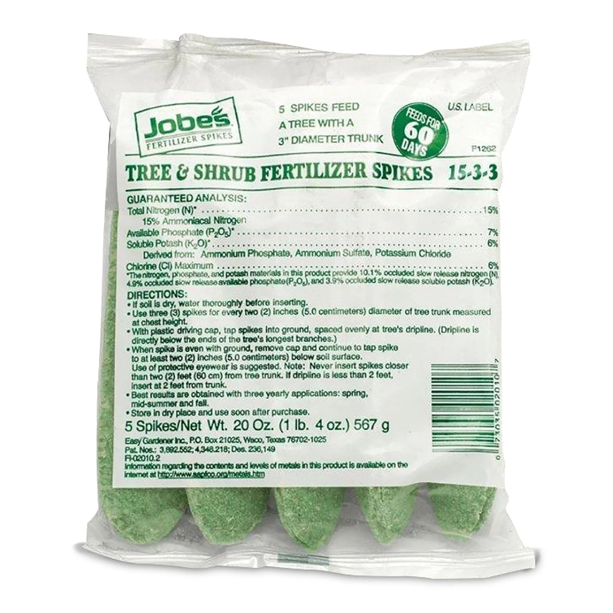 Jobe’s Slow Release Tree and Shrub Fertilizer Spikes, Easy 5 Green