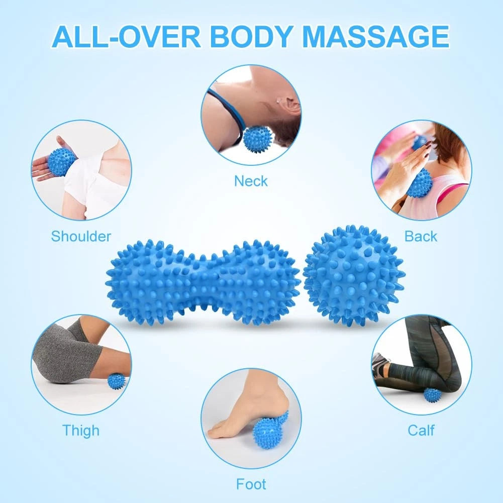 URAQT Spiky Massage Ball Set, 2 Pack Physical Therapy 2Pcs-Blue, 2pcs-blue