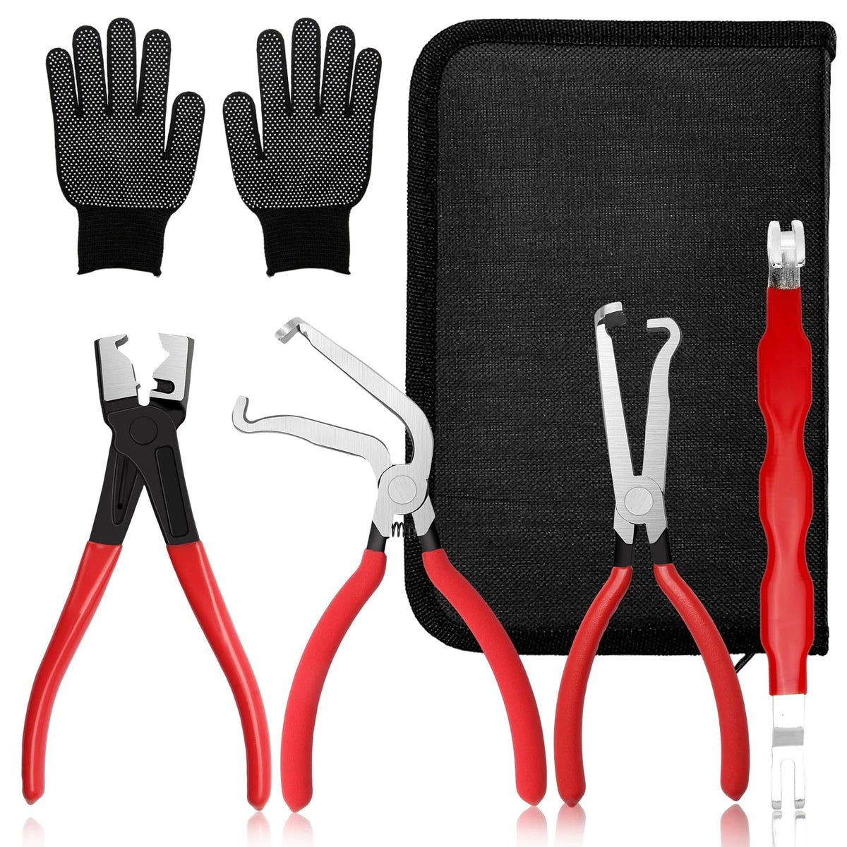 Zeusora 5-Pcs Kit Electrical Disconnect Pliers Set with Normal, Black, Red