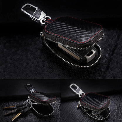 Leather Car Key Chain Bag Smart Key Holder Cover Remote Fob Case C
