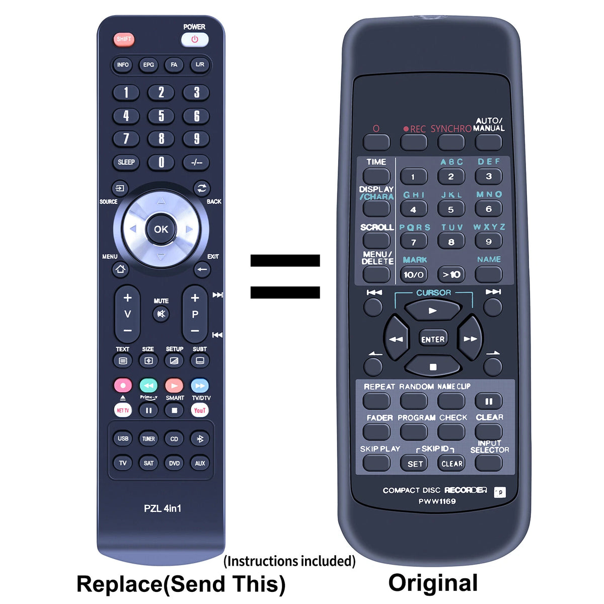 PWW1169 Replacement Remote Control For Pioneer PDR-609 CD Recorder