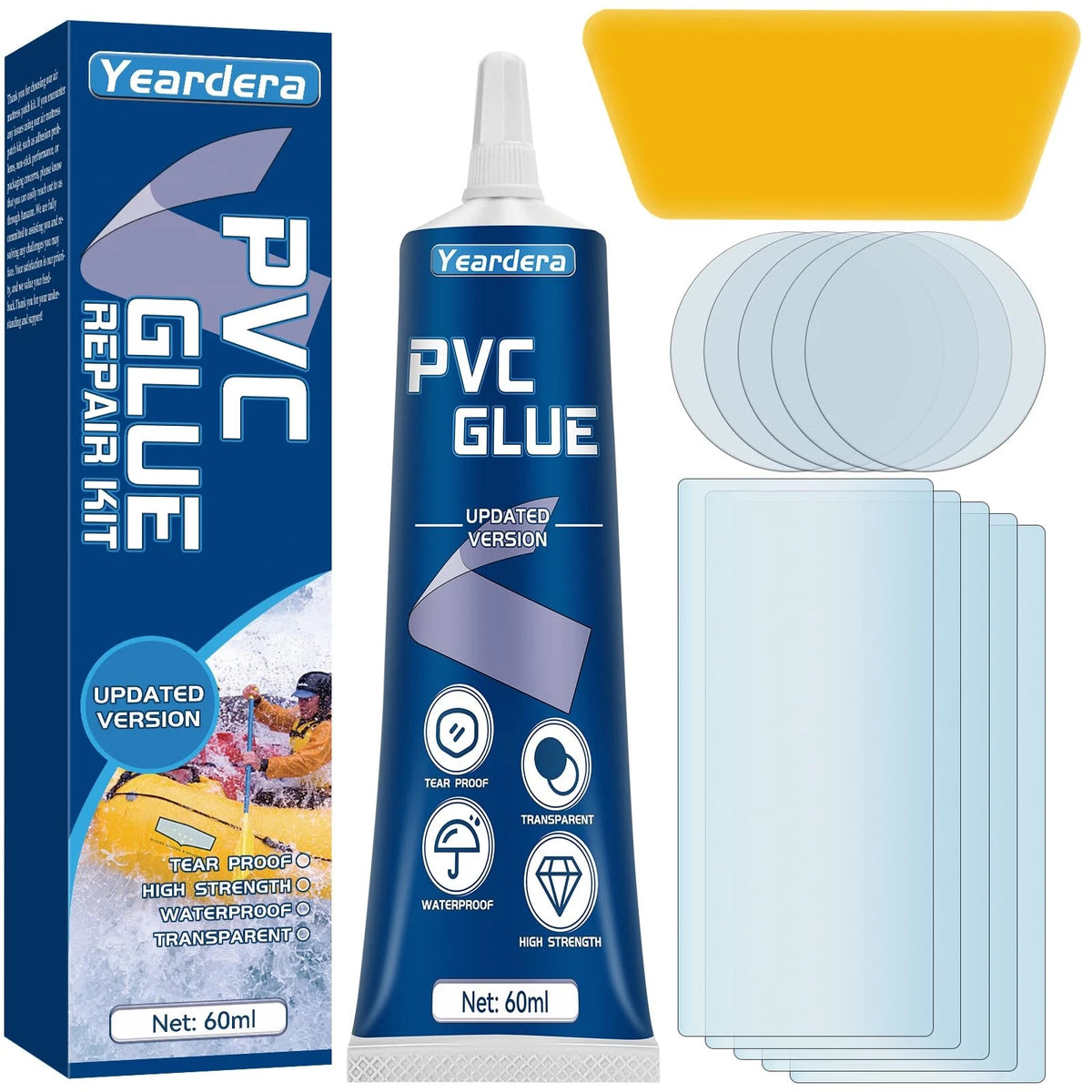 Yeardera Air Mattress Patch Kit, Waterproof Vinyl Repair High clear