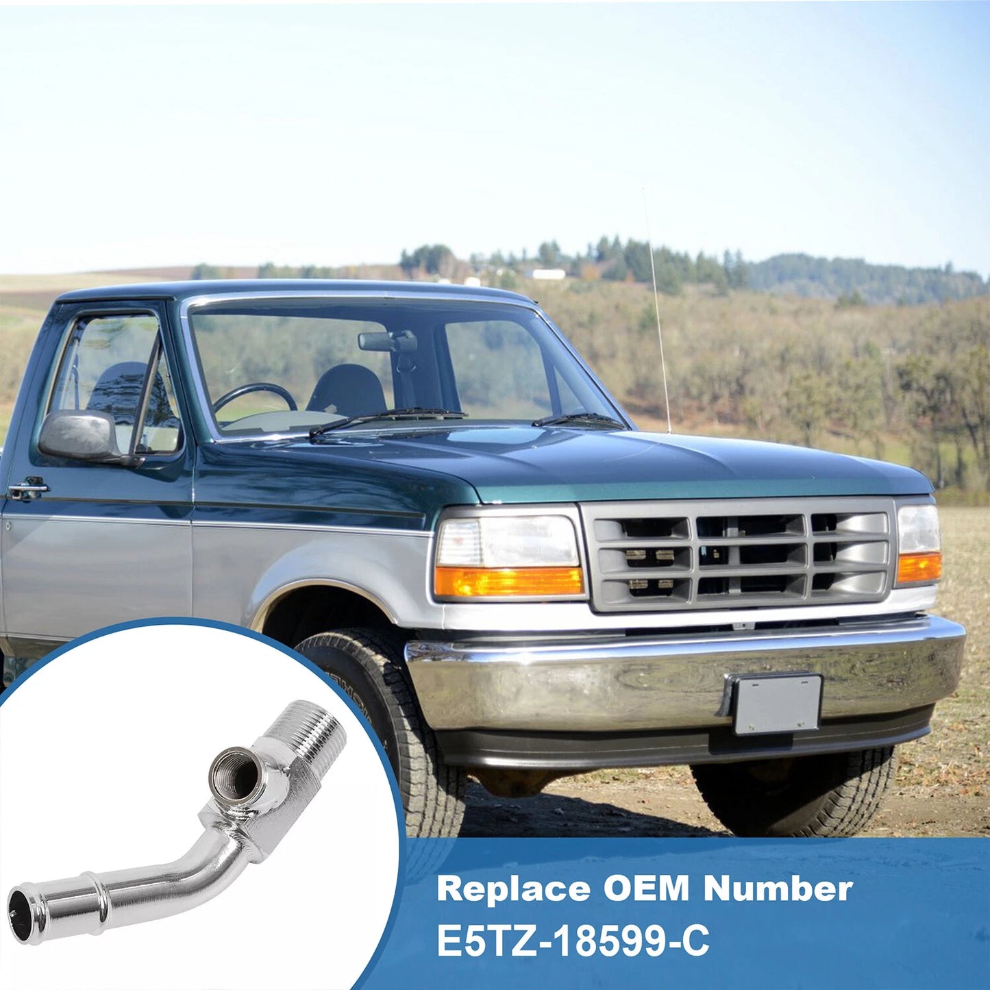 For Ford Hot Water Radiator Coolant Temp Sensor Elbow Connector Tube E5TZ18599C