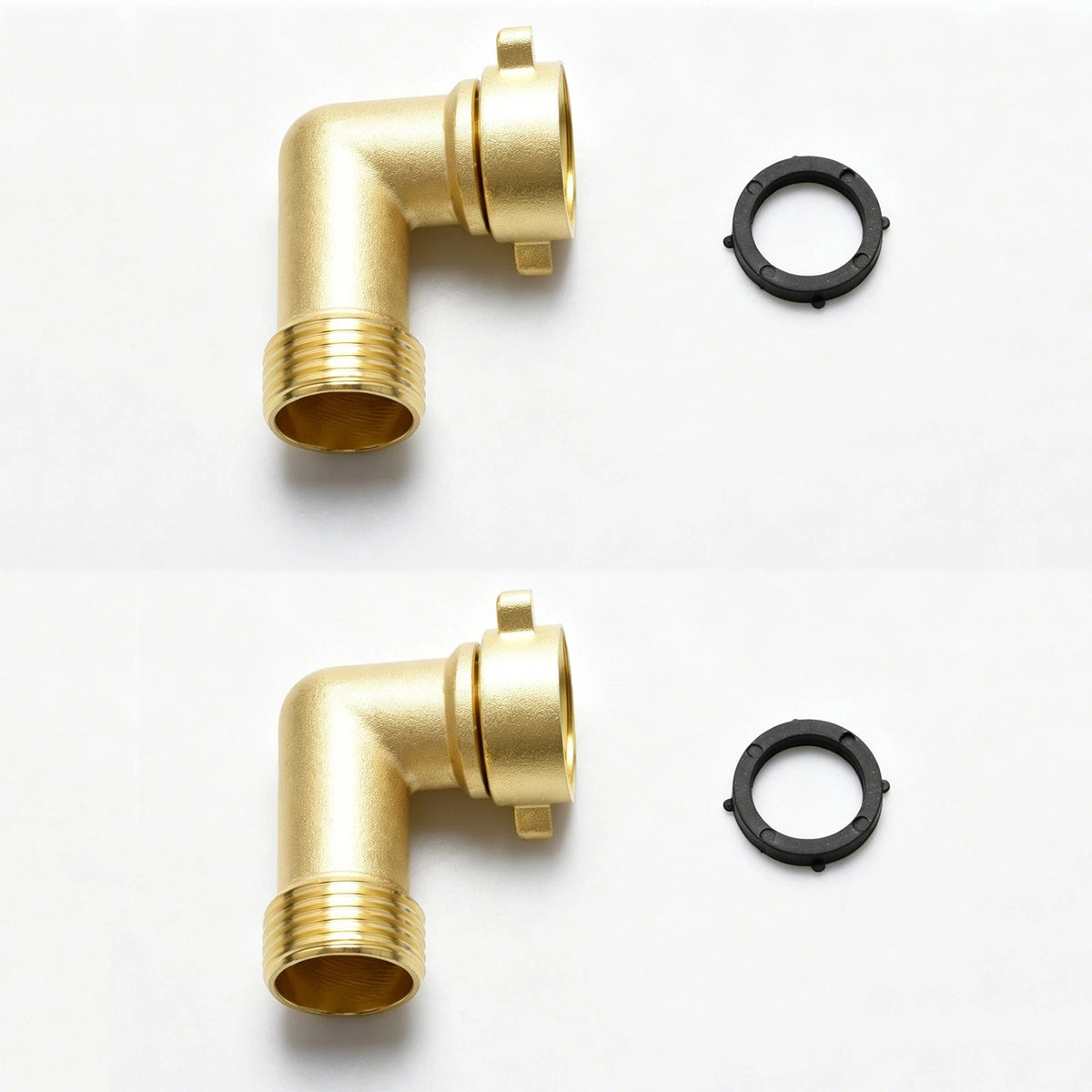 Brass 2pcs 90° Garden Hose Elbow Connector 3/4" Washers Outdoor RV Faucet Camper