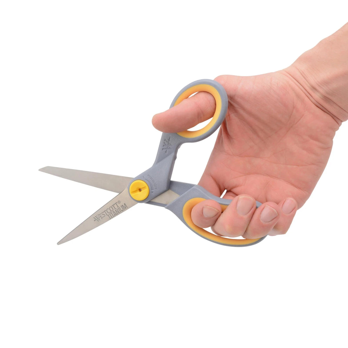 Westcott 8” Titanium Bonded Scissors with Adjustable 2-Pack, Gray/Yellow