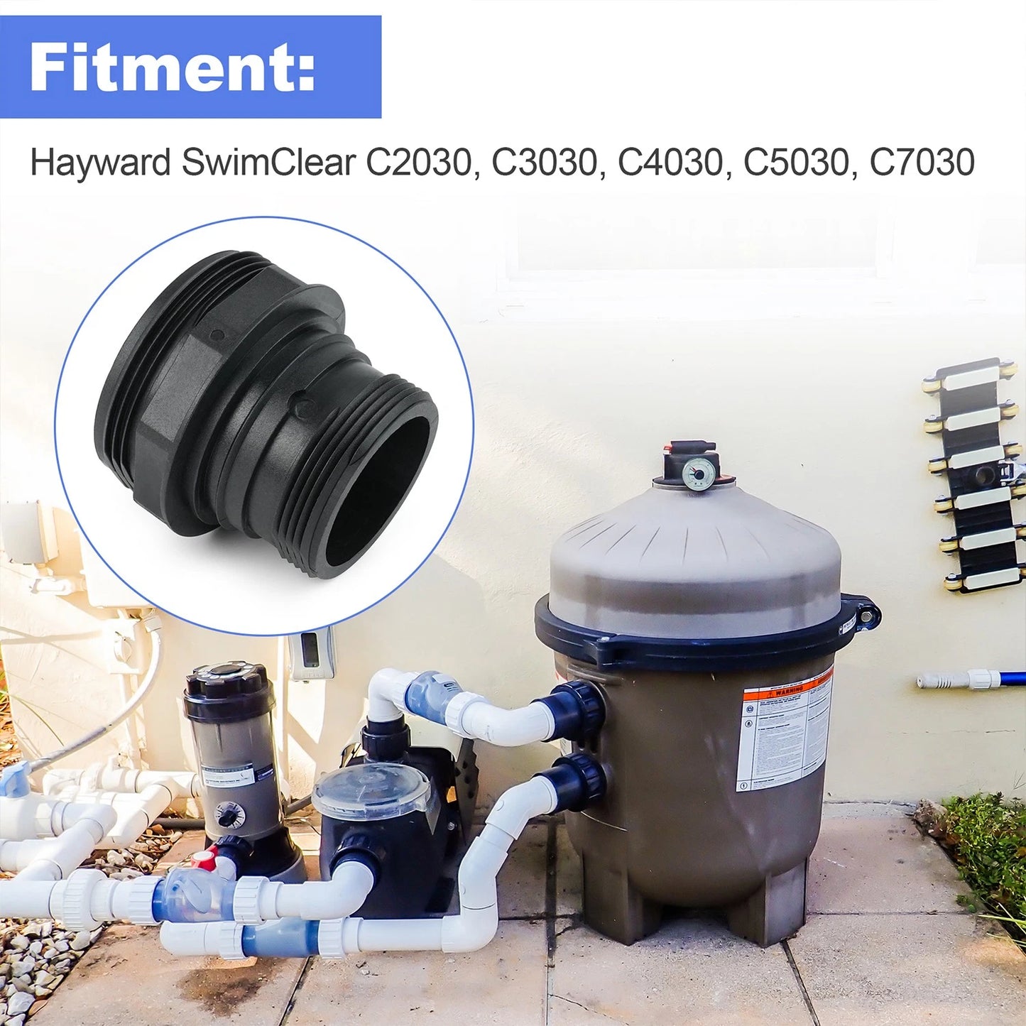 For Hayward SwimClear Pool Filter Bulkhead Fitting CX3035F 2" to 2-1/2"