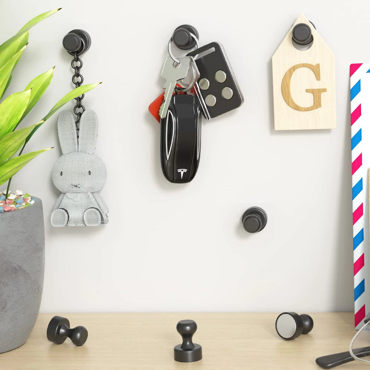 Grtard 48 Pack Black Magnetic Push Pins, Fridge Magnets for 48 Pack,