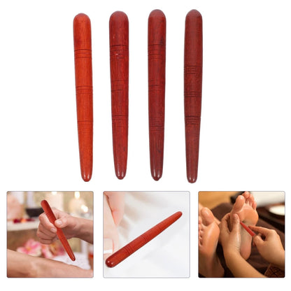 4Pcs Manual Acupressure Pen Wooden Thai Massage Stick Rod Deep Tissue Brown