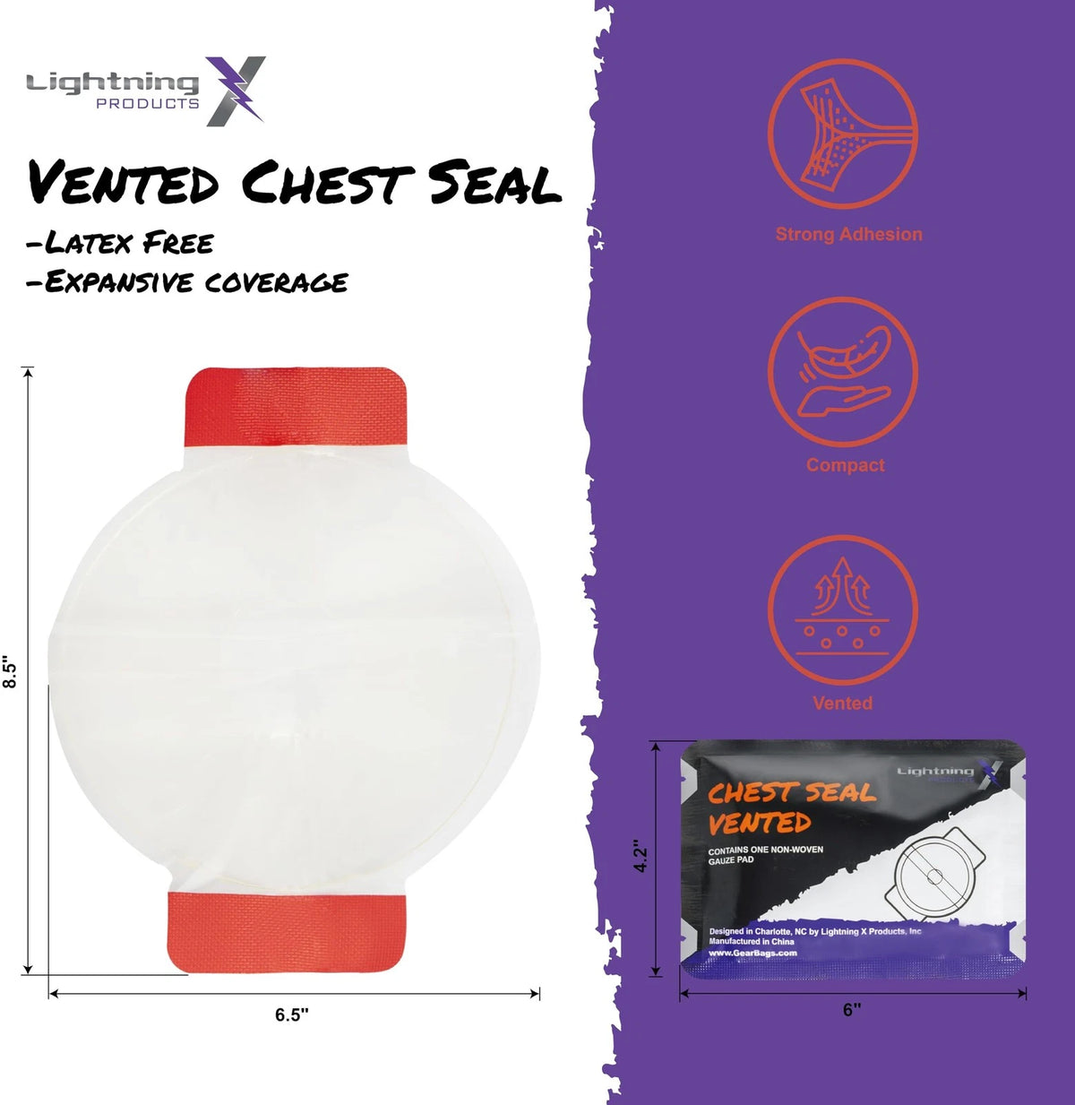 Lightning X CSV6 Vented Chest Seal for Open Wounds | Occlusive White
