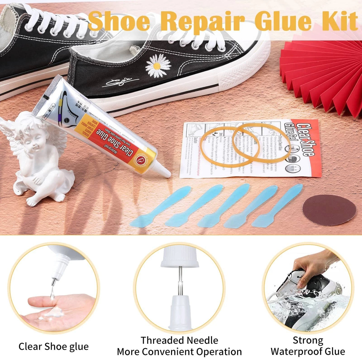 Evatage Waterproof Shoe Glue Kit for Sole Repair - Adhesive Clear