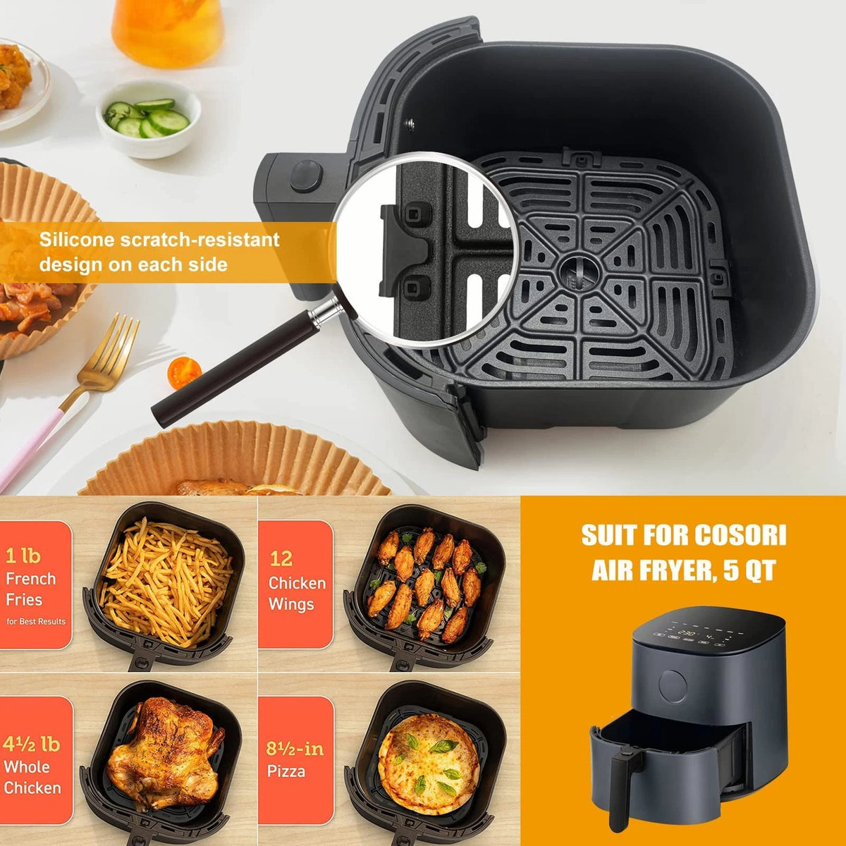 Air Fryer Replacement Grill Pan Fit for COSORI 5 QT, 5QT