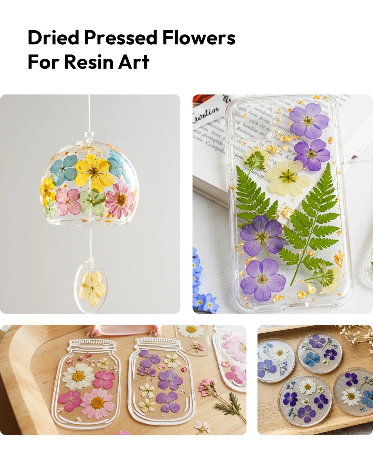 Dried Flowers, Resiners 100Pcs Pressed Flowers for Craft Purple Violet 100pcs