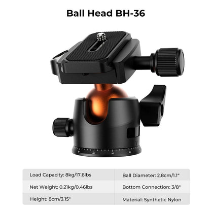 K&F CONCEPT 64 inch/163 cm Camera 64" height/8kg load, Black and Orange