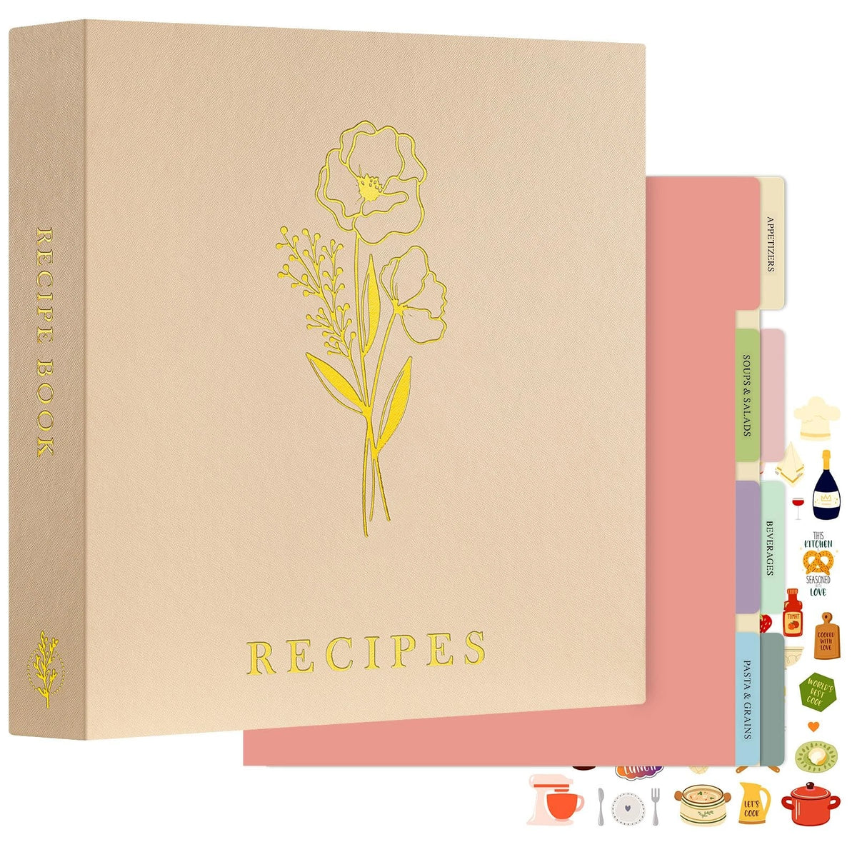 Lanpn Recipe Binder 8.5x11 3 Ring Kit, Waterproof 8.5 x 11 inches, Oat