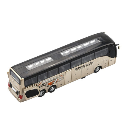 1:32 Sightseeing Bus Alloy Cars Pull Back Model Flash Light Vehicle Toys Gift;