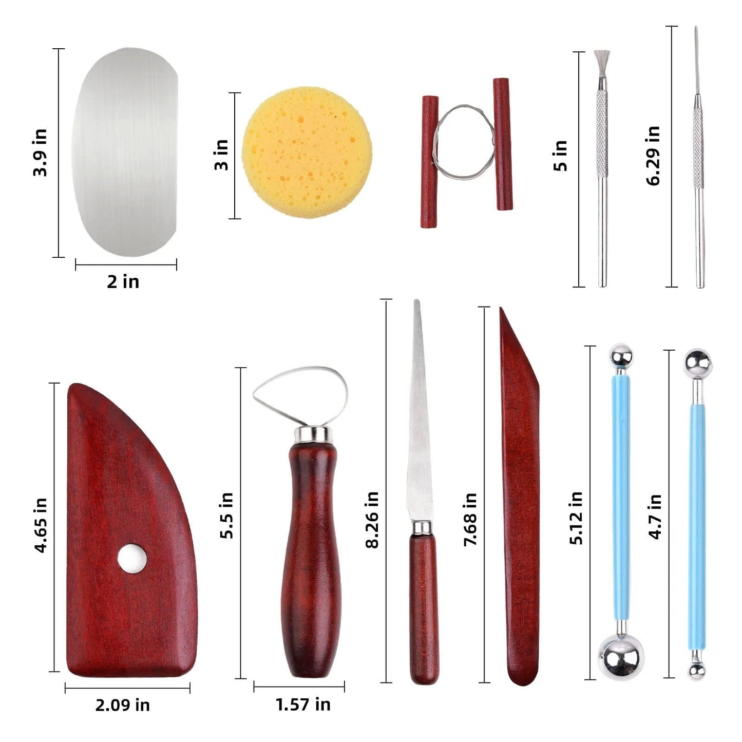 Blisstime 18PCS Clay Sculpting Tools, Basic Pottery Carving Tool Kit Red
