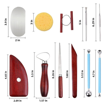 Blisstime 18PCS Clay Sculpting Tools, Basic Pottery Carving Tool Kit Red