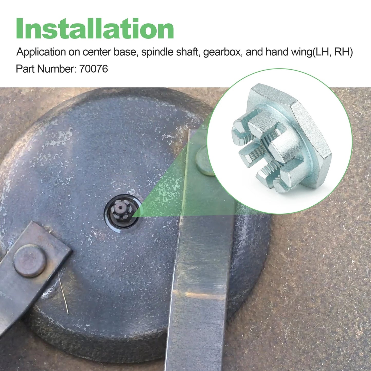 Spindle Castle Nut 70076 For Bush Hog SQ Series Squealer Rotary Cutters