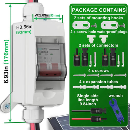 CNLonQcom Solar Panel Disconnect Switch 32 Amp 500V DC500V 32A with connector