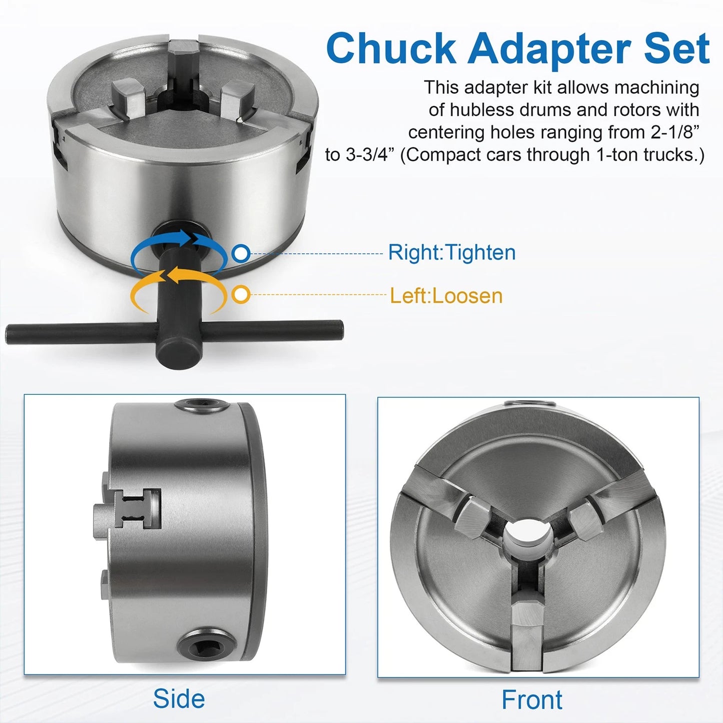 3 Piece Hubless Quick Chuck Adapter Set for 1" Arbor Brake Lathes 70040 Ammco