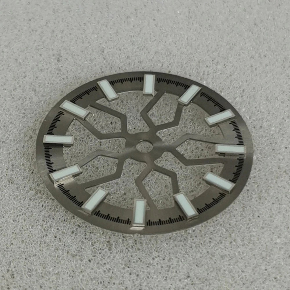 Grey 28.5mm Skeleton Watch Dial Green Luminous For NH70 Watch Movement Accessory