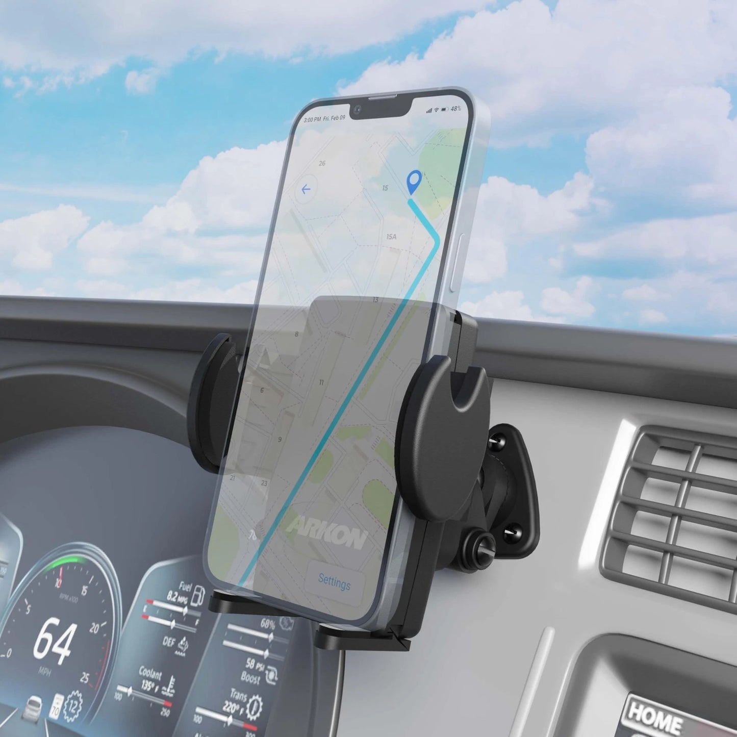 ARKON Mounts - Adhesive Truck & Car Phone Holder | Secure 3.5 inches, Black
