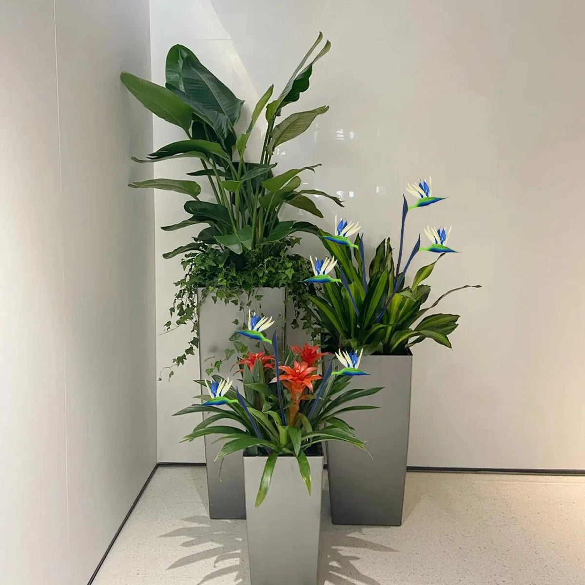 Bacucine Bird of Paradise Artificial Plant 6Pcs Rubber Strelitzia Blue