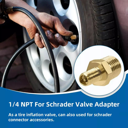 Compact Size 1/4" NPT (M) to Standard for Schrader Valve (M)  Air Chuck Adapter