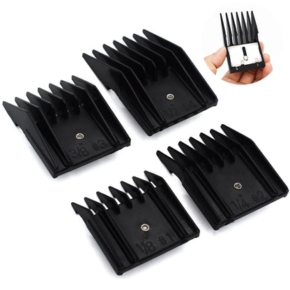 4 Pieces Professional A5-Style Animal Clipper Attachment Guard Guide Black