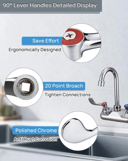 Phivan Commercial Faucet Parts 4-Inch Wrist Handle Lever (1 Pair)