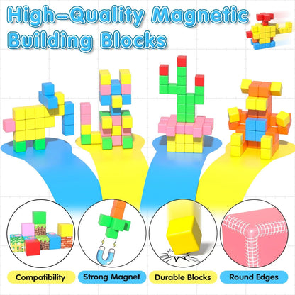 Apluses 42PCS Magnetic Blocks, Gifts for 3 1 Inch x 1 x 1 Inch, 6 Color