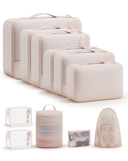 11 Set Packing Cubes for Travel, Gifts 11 (For Checked/Large), 01 Beige