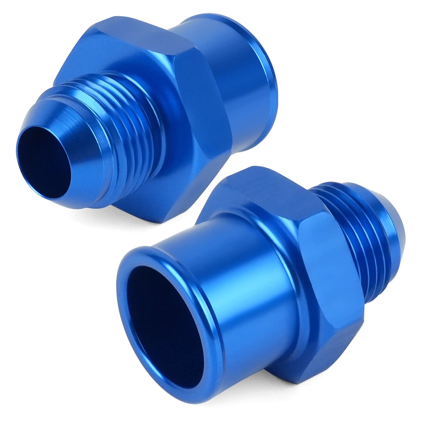 2-Pack SBC 10AN Valve Cover Adapter Aluminum Fittings for Push-In Grommet Blue