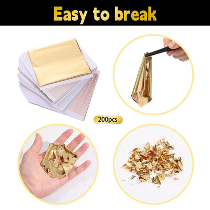 KINNO Gilding Adhesive Set, Gold Leaf Kit with 8cm, 4 colors gilding set