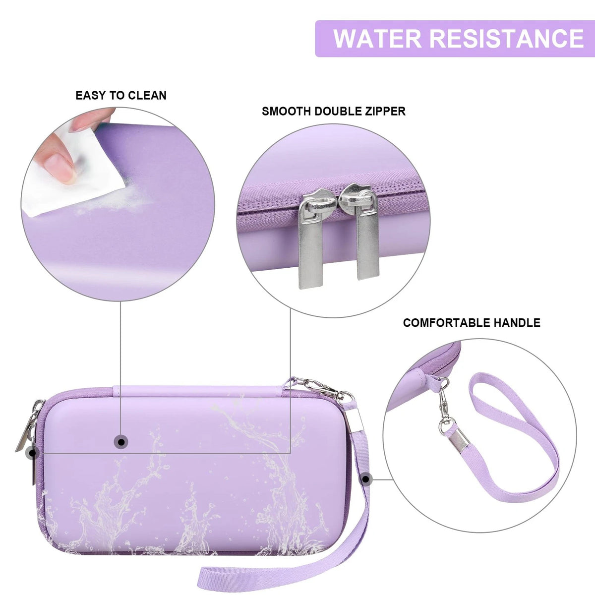 Supmay Diabetic Supplies Hard Case 6.6 x 3.8 x 1.9 inch, Purple