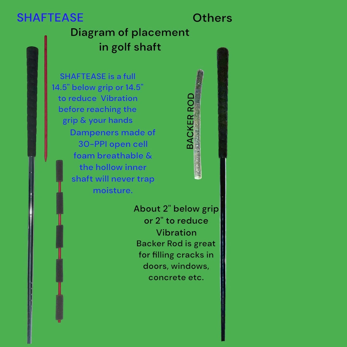 Golf Shaft Vibration Dampening Inserts for Metal Shafts Sting Free...