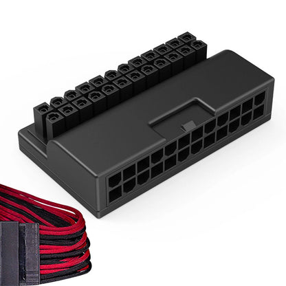 ATX Motherboard Female 24Pin To 24Pin Male 90 Degree Power Adapter Mainboard DIY