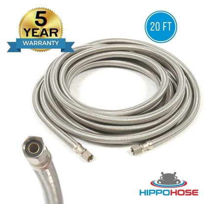 Refrigerator Icemaker Hose (20 FT) - Universal Fit 20 foot, Stainless Steel
