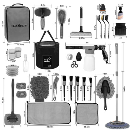 ThinkLearn Car Detailing Kit with Foam Gun, Wash Mop for Deep Gray(33PCS)