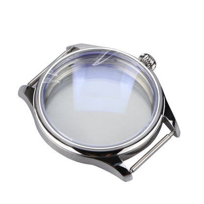 Silver 44mm Stainless Steel Watch Case For ETA6497/6498 Movement Repair Part aa