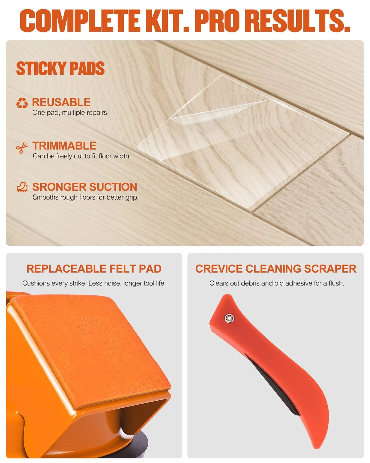 Atangee Floor Gap Fixer Tool for Laminate 5.1 x 5.3 x 4.3 inches, Orange