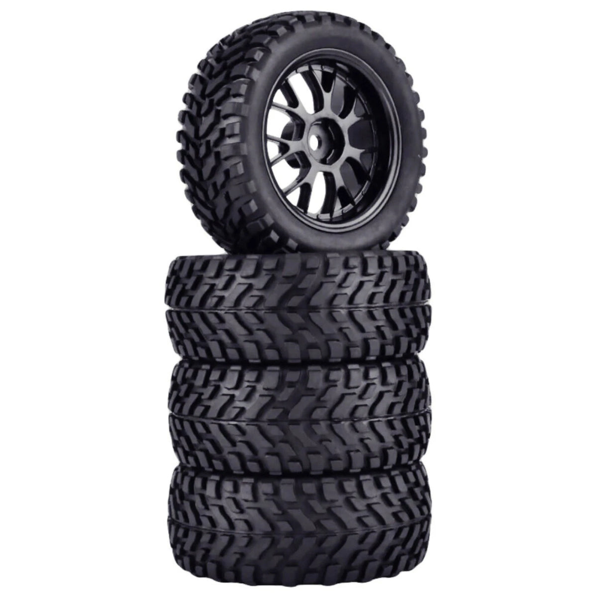1/10  4* 75mm Rubber Rally Car Wheel Rim&Tires Hex For HSP HPI RC Racing Car