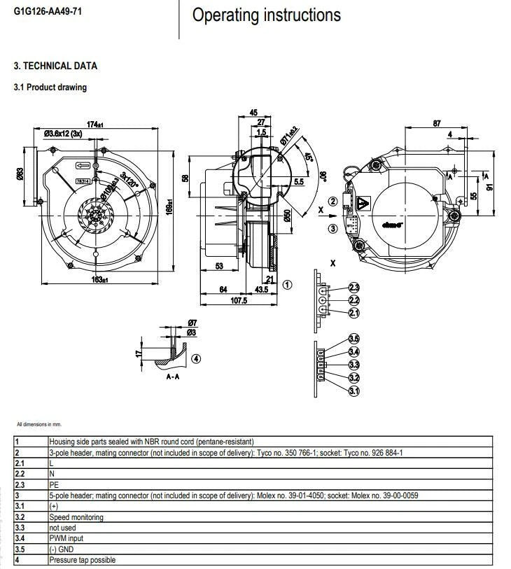 Ebmpapst G1G126-AA49-71 Blower Fan 230VAC 75W ??126MM Heidelberg Cooling Fan PWM