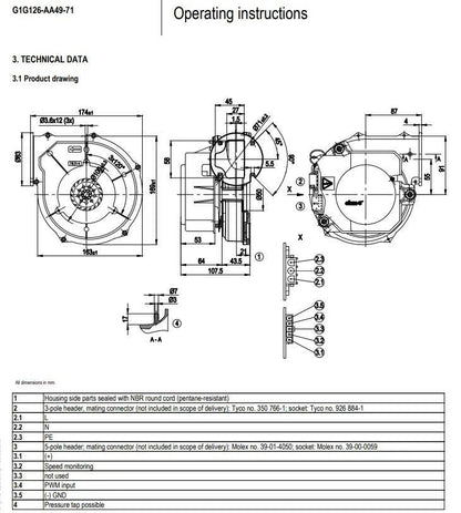 Ebmpapst G1G126-AA49-71 Blower Fan 230VAC 75W ??126MM Heidelberg Cooling Fan PWM