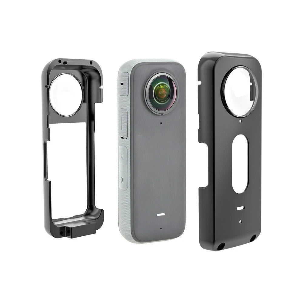 Aluminum Alloy Protective Metal Cage Case With Lens For Insta360 X3 Camera