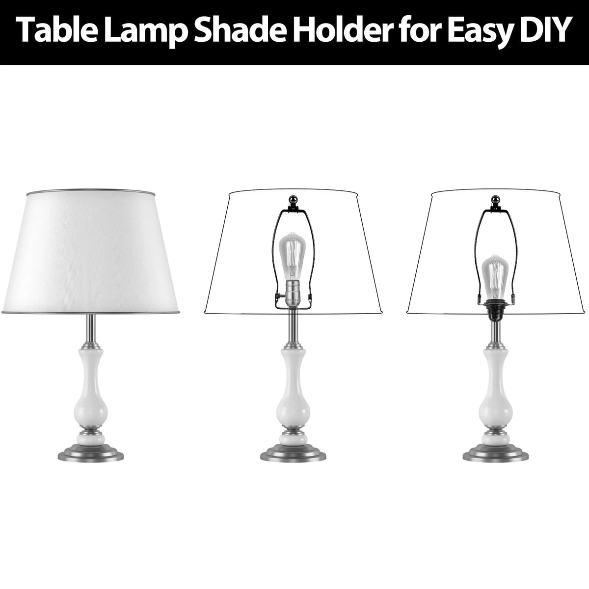 Filltown 2 Set Lamp Harp Holder, Shade Holder with 8 Inch, Black