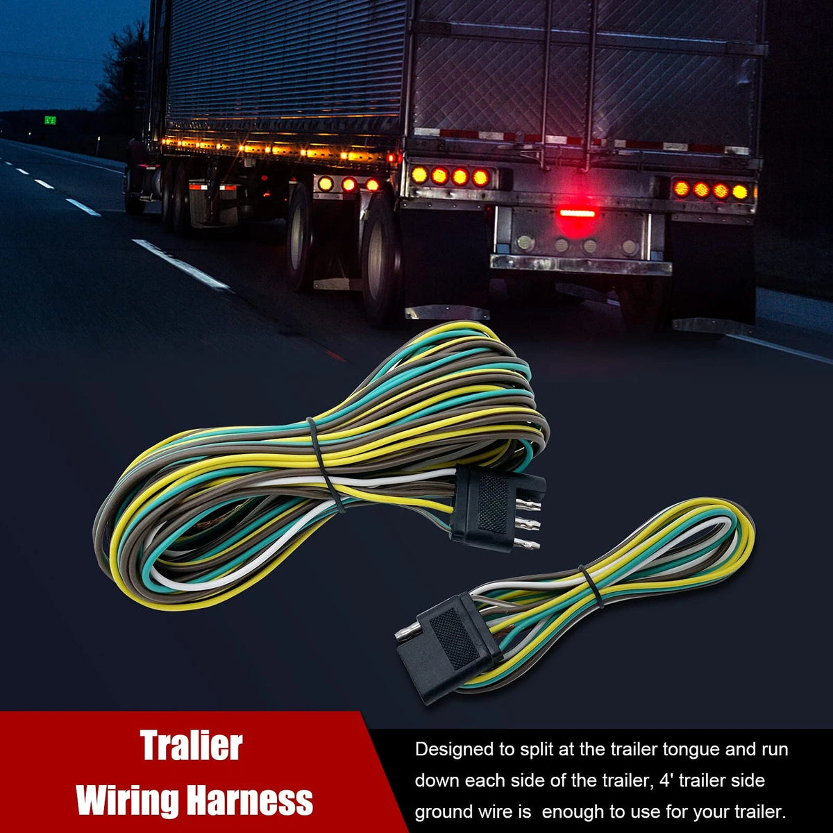 LIMICAR Trailer Wiring Harness Kit, 25ft Wire with 25FT