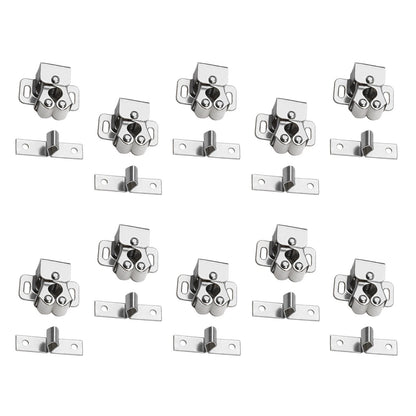 10Pcs Silver Home Door Cabinet Cupboard Furniture Catch Stopper Roller Latch ff
