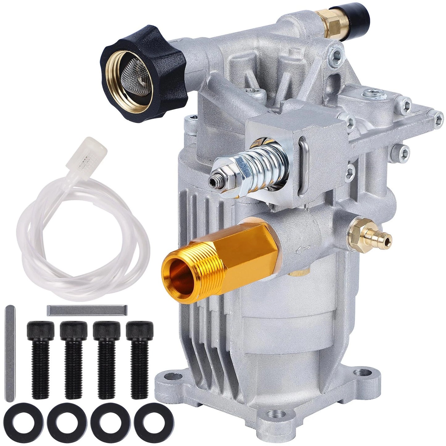 Biswing Pressure Washer Pump, 3/4" Shaft Horizontal Axial Plunger, Silver