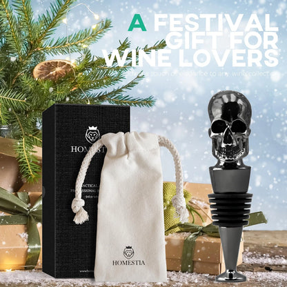 Homestia Skull Wine Stopper, Bottle Stopper Saver, m, Black